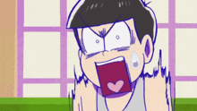 a cartoon character with his mouth open and a heart in it