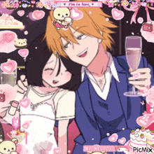 a picture of a man and a girl with the words i 'm in love on the top