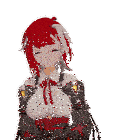 a girl with red hair and white hair is wearing a white shirt