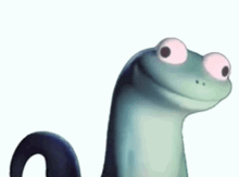 a cartoon frog with big pink eyes and the word like above it