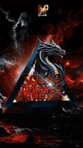a dragon in a triangle with the words squad on the bottom