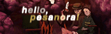 a group of people are standing in a cave with the words hello pesanera written on the bottom