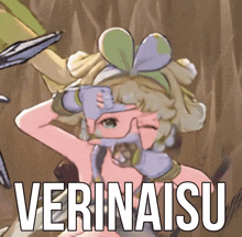 a picture of a girl with the word verinaisu written below her