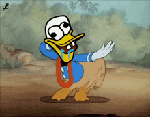 a cartoon drawing of donald duck wearing a hawaiian outfit