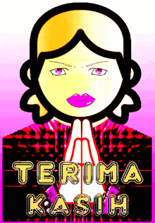 a cartoon of a woman with her hands folded and the words terima kasih on the bottom