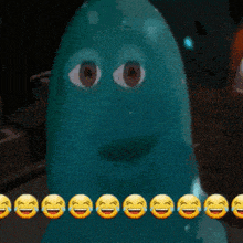 a row of smiley faces are lined up in a row