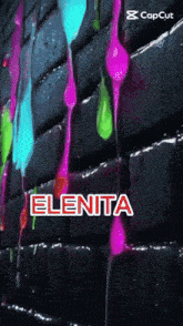 the name elenita is on a colorful background