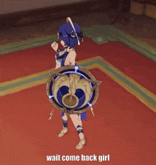 a red carpet with the words wait come back girl above it