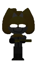 a pixel art of a cartoon character with a ruler in his hand .