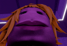 a computer generated image of a person with purple hair