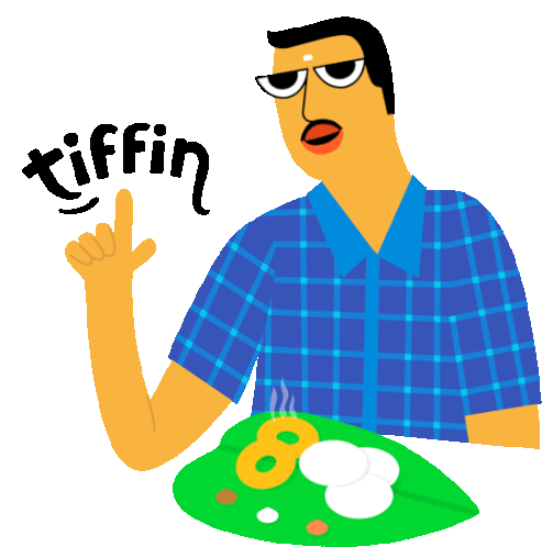 Ashok Eats His Tiffin Of Idli And Vada. Sticker - Good Morning Tiffin Google Stickers