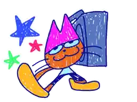 a drawing of a cat with a pink crown on its head