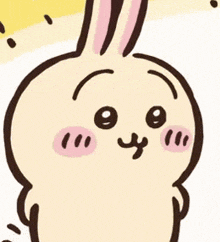 a cartoon drawing of a bunny rabbit with a smiley face .