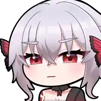 a cartoon drawing of a girl with red eyes
