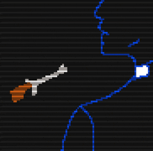 a pixel art drawing of a man with a cigarette in his mouth