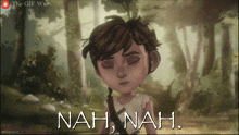 a cartoon of a girl with the words nah nah
