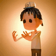 a cartoon character is wearing a hat with a star on it