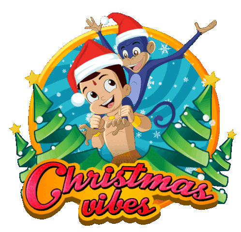 Christmas Vibes Jaggu Sticker - Christmas Vibes Jaggu Chhota Bheem Stickers