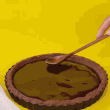 a chocolate pie with cocoa powder written on the bottom of it