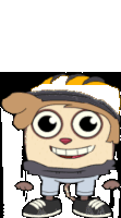 a cartoon character wearing a white hat and scarf