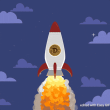 a rocket with the letter d on it is flying through the sky