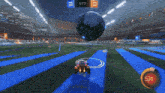 a rocket league game is being played in a stadium and the time is 1:17