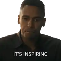 a man with his eyes closed has the words it 's inspiring above his head