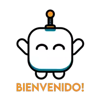 a cartoon drawing of a robot with the word bienvenido below it