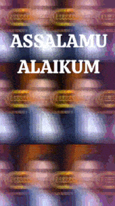 a poster that says assalamu alaikum with a blurry background