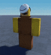 a roblox character with a white mask on his head