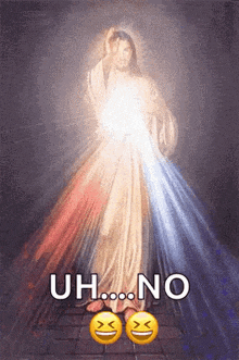 a painting of jesus with a light coming out of his chest says uh no