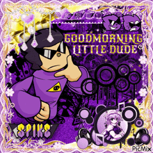a good morning little dudes greeting card with spike