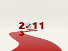 a turtle is on a white circle in the year 2011