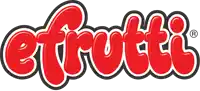 a red and white efrutti logo with a trademark