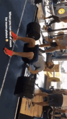 a group of people in a gym with the caption when you run out of room for more pilates