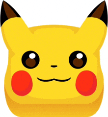 a pikachu face with red cheeks and a smile