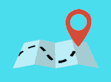 a folded map with a red pin pointing to a location