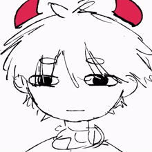 a black and white drawing of a child 's face with a crown on his head .