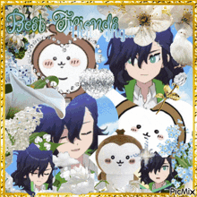 a collage of anime characters with flowers and the words best friends