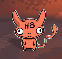 a cartoon drawing of a cat with the number h8 on its face