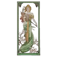 a woman in a green dress is holding flowers