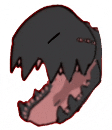 a cartoon drawing of a monster 's mouth with sharp teeth .