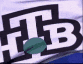 a black and white logo for tb with a green ball in the middle
