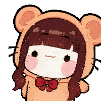 a cartoon drawing of a girl wearing a teddy bear outfit