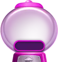 a purple gumball machine with a pink top