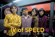 a group of young men are posing for a photo with the words iv of speed on the bottom