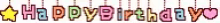 the word happy birthday is written in a colorful font