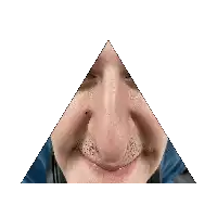 a close up of a person 's nose in a triangle