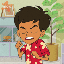 a cartoon of a boy making a funny face with the nick logo in the background