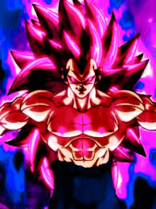 a cartoon character with red hair and muscles is standing in a dark room .